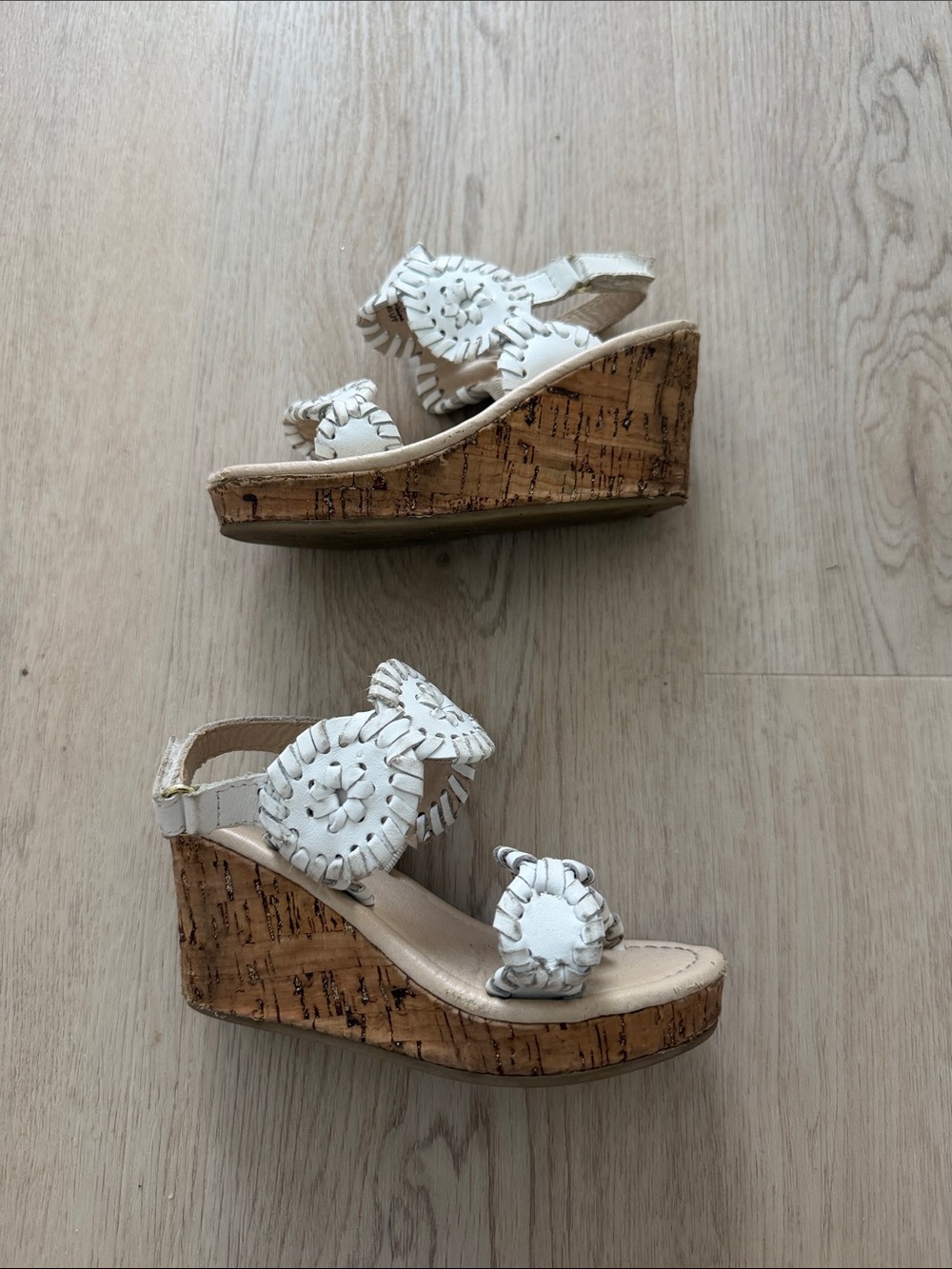 Jack Rogers White Leather Cork Wedge Sandals Girls Toddler size 9